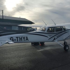 Sun trying to break out to welcome G-THYA to her new home