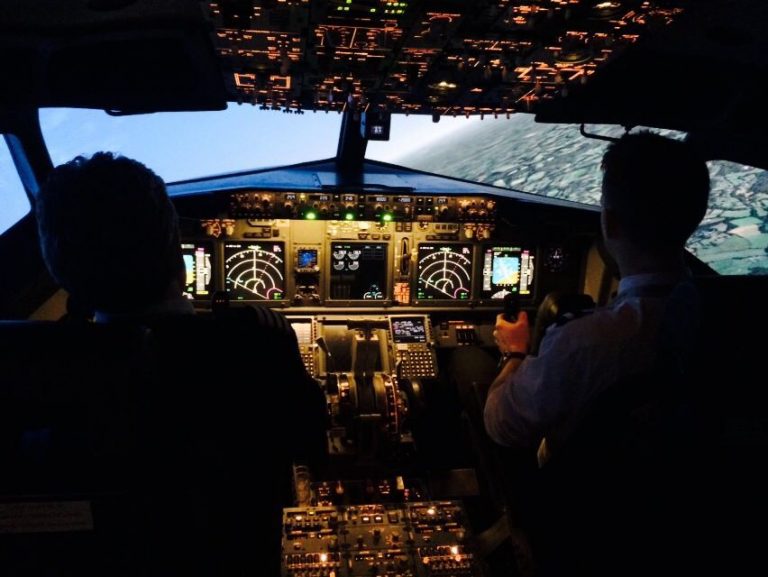 Marc O'Gorman in the 737 simulator at AFTA